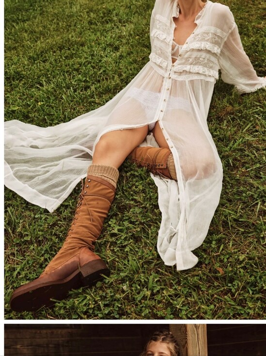 Free People Dresses & Skirts - Free People Sheer Vintage-Inspired Button-Front Maxi Dress